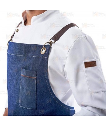 Delantal para hostelería y cocina con tejido denim elástico