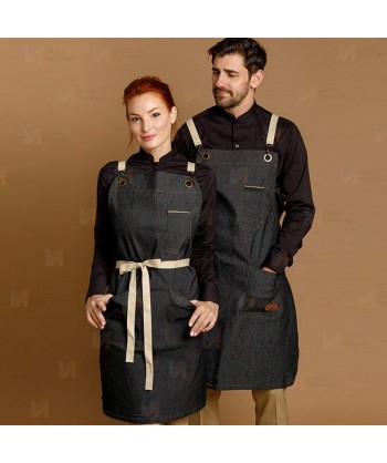 Delantal para hostelería y cocina con tejido denim elástico
