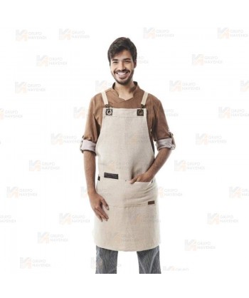 Delantal para hostelería y cocina con peto en tejido yute