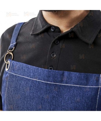 Delantal de peto en tejido vaquero con tejido denim elástico y bolsillo