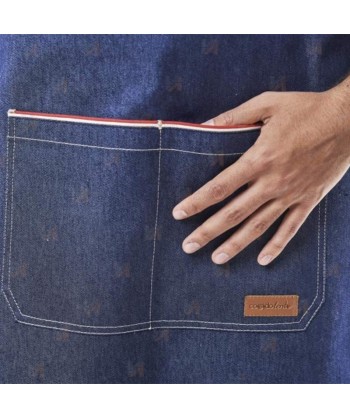 Delantal de peto en tejido vaquero con tejido denim elástico y bolsillo