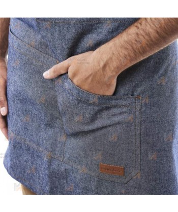 Delantal corto en tejido vaquero con tejido denim elástico y bolsillo