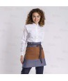 Delantal corto vaquero denim con suede o ante y bolsillo