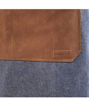 Delantal corto vaquero denim con suede o ante y bolsillo