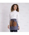 Delantal corto vaquero denim con suede o ante y bolsillo