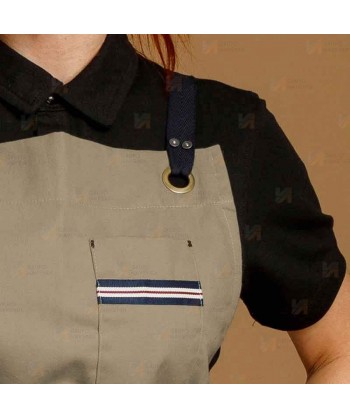 Delantal para hostelería de algodón con peto y con bolsillo