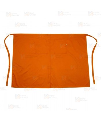 Delantal francés para hostelería con abertura central de 90 x 100 cm color naranja