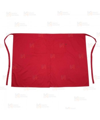 Delantal francés para hostelería con abertura central de 90 x 100 cm color rojo