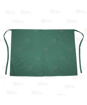 Delantal francés para hostelería con abertura central de 90 x 100 cm color verde botella