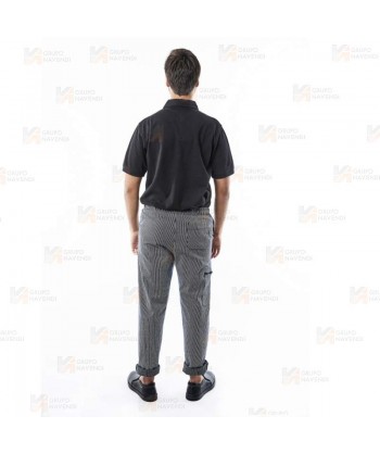 Pantalón elástico a rayas para hostelería con bolsillos y cordón -Unisex-
