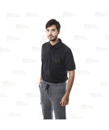 Pantalón elástico a rayas para hostelería con bolsillos y cordón -Unisex-