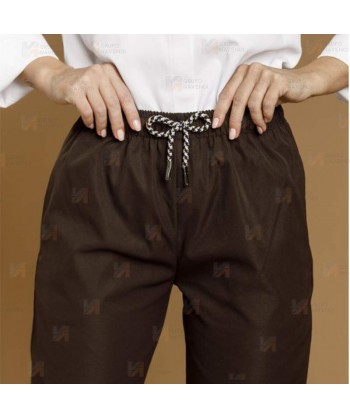 Pantalón elástico de microfibra para hostelería con bolsillos y cordón -Unisex-