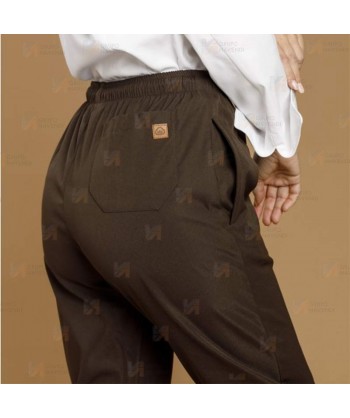 Pantalón elástico de microfibra para hostelería con bolsillos y cordón -Unisex-