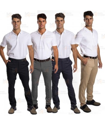 Pantalón de hombre superstrech. Corte slim fit sin pinzas y con bolsillos frontales.