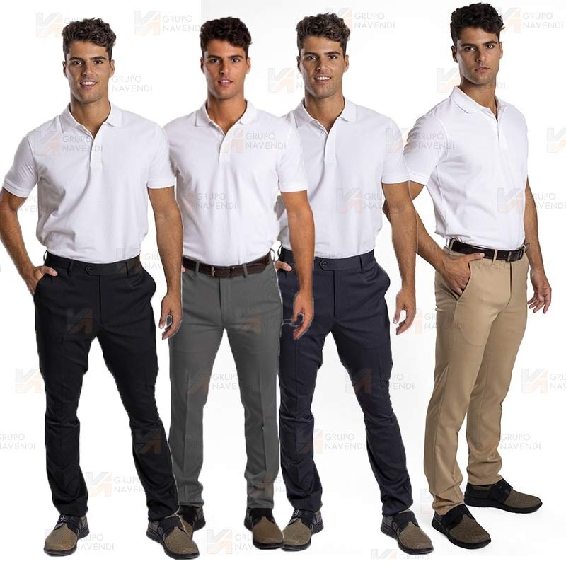 Pantalón de hombre superstrech. Corte slim fit sin pinzas y con bolsillos frontales.