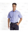 Camisa de vestir de hombre de manga corta con bolsillo en pecho color celeste