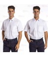 Camisa de vestir de hombre de manga corta con bolsillo en pecho color blanco