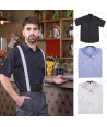 Camisa de vestir de hombre de manga corta con bolsillo en pecho color negro