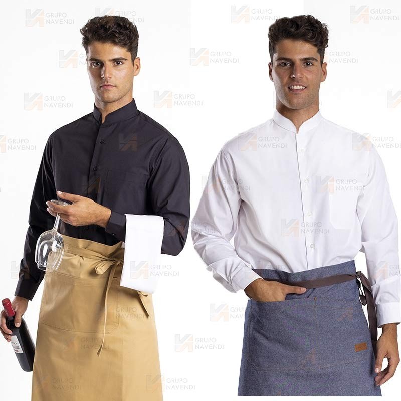 Camisa de vestir de manga larga cuello mao