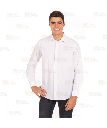 Camisa ajustada en tejido elástico y manga larga sin bolsillo -Hombre-