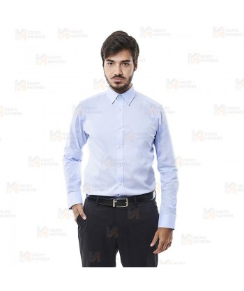 Camisa ajustada en tejido elástico y manga larga sin bolsillo -Hombre-