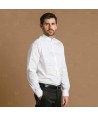 Camisa ajustada en tejido elástico y manga larga cuello mao -Hombre- color blanco