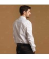 Camisa ajustada en tejido elástico y manga larga cuello mao -Hombre- color blanco