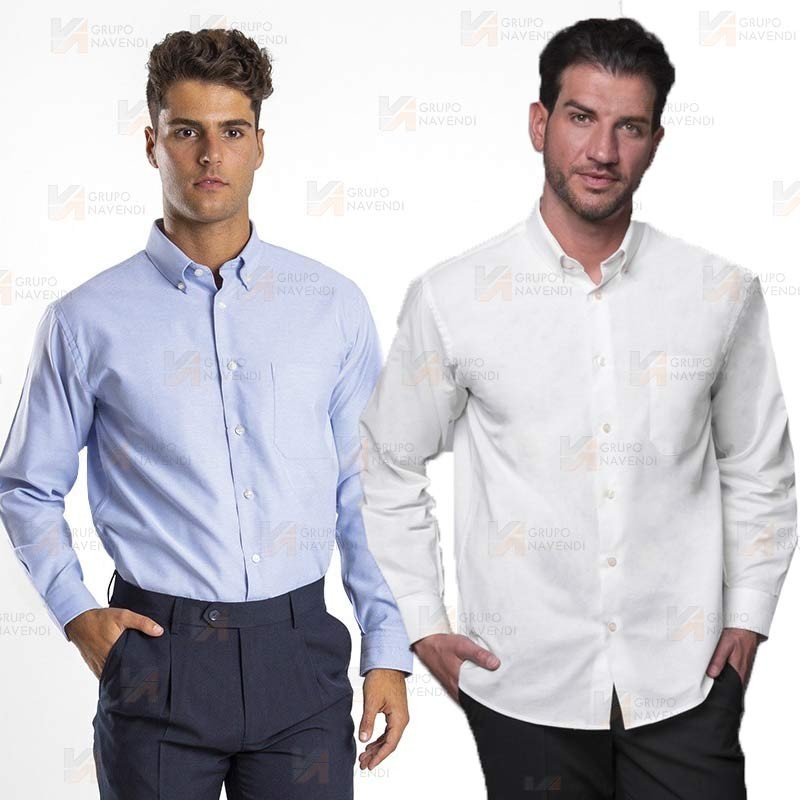 Camisa de vestir ajustada de manga larga tejido Oxford -Hombre