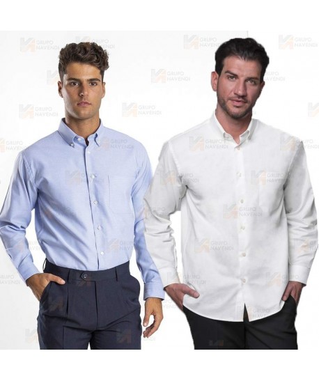 Camisa de vestir ajustada de manga larga tejido Oxford -Hombre