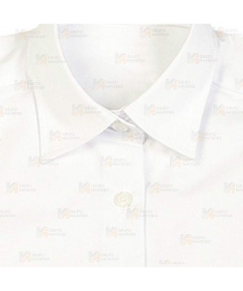 Camisa blanca de vestir de manga corta con bolsillo -Mujer-