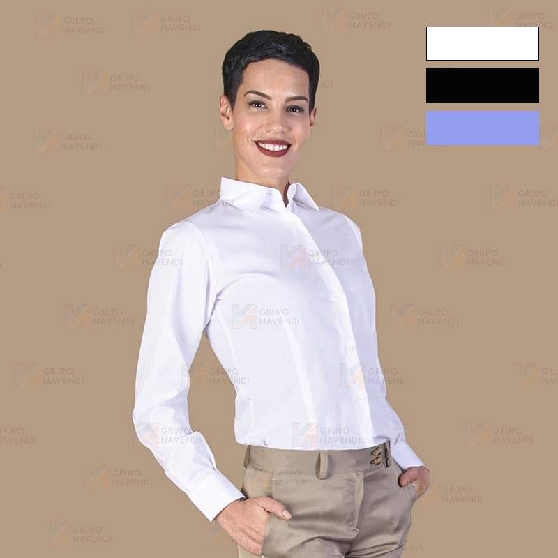 Camisa entallada de vestir de manga larga color blanco