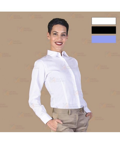 Camisa entallada de vestir de manga larga color blanco