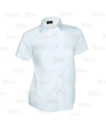 Camisa entallada de vestir de manga corta color blanco