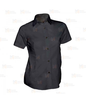 Camisa entallada de vestir de manga corta color negro