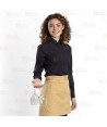 Camisa entallada de vestir de manga larga y cuello mao color negro