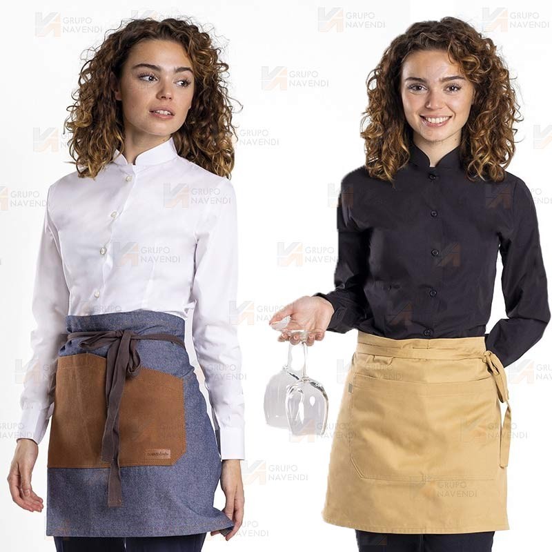 Camisa entallada de vestir de manga larga y cuello mao
