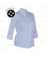 Camisa entallada de vestir de manga larga y cuello abierto color celeste