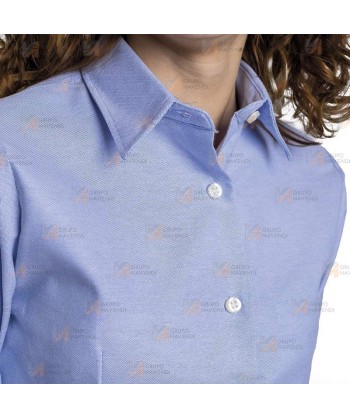 Camisa entallada de vestir de manga larga tejido oxford -Mujer- color celeste