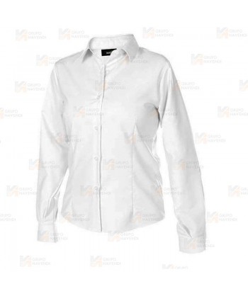 Camisa entallada de vestir de manga larga tejido oxford -Mujer- color blanco