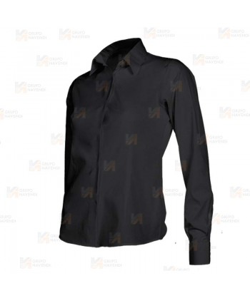 Camisa entallada y elástica de manga larga color negro