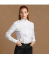 Camisa entallada y elástica de manga larga y con cuello mao -Mujer- color blanco