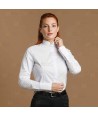 Camisa entallada y elástica de manga larga y con cuello mao -Mujer- color blanco