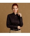 Camisa entallada y elástica de manga larga y con cuello mao -Mujer- color negro