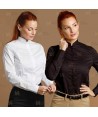 Camisa entallada y elástica de manga larga y con cuello mao -Mujer- color blanco