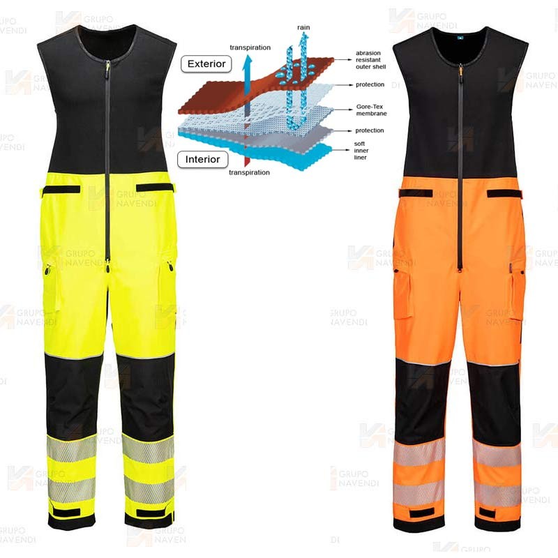 Peto de alta visibilidad con refuerzos con membrana impermeable