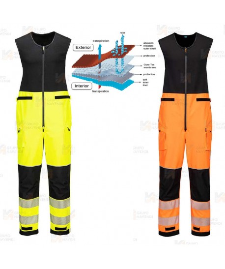 Peto de alta visibilidad con refuerzos con membrana impermeable