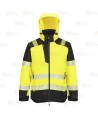 Parka de alta visibilidad con forro y con membrana impermeable y transpirable color amarillo flúor