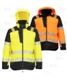 Parka de alta visibilidad con forro y con membrana impermeable y transpirable color amarillo flúor