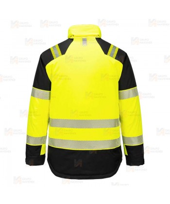 Parka de alta visibilidad con forro y con membrana impermeable y transpirable color amarillo flúor para mujer