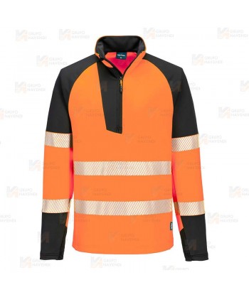 Sudadera alta visibilidad de media cremallera y altamente transpirable
